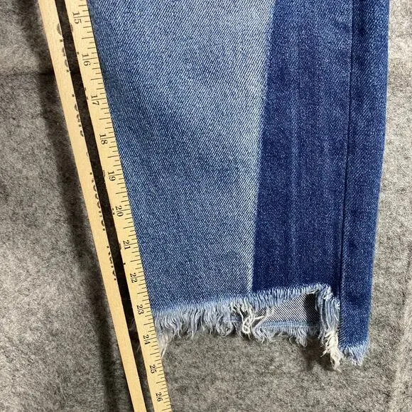 Hidden Jeans 26 Two Tone Blue Denim Distressed High Rise Tracey Straight Leg - Picture 9 of 14